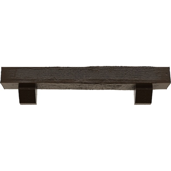 Kit W/ Ashford Corbels, Burnished Mahogany, 6H  X 10D X 84W Rough Sawn Faux Wood Fireplace ManteL